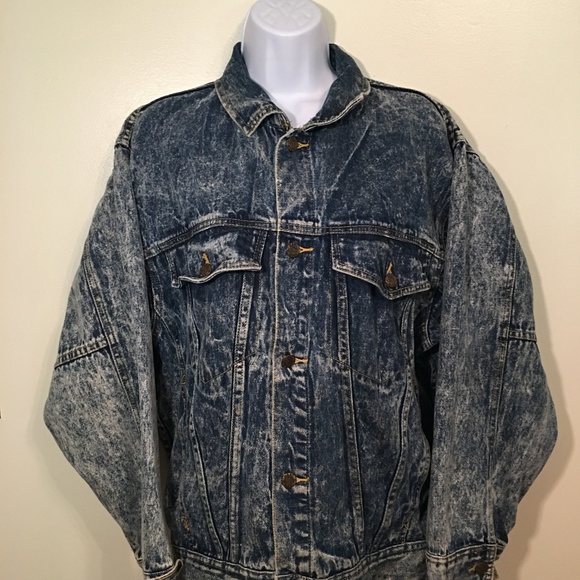 Vintage Acid Washed Denim Jacket Medium